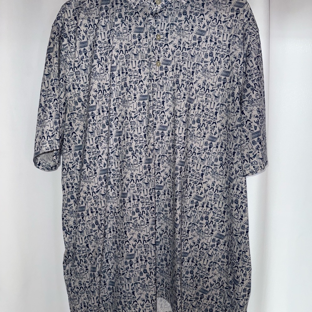 johnnie-O Navy and White Football pattern Polo Shirt